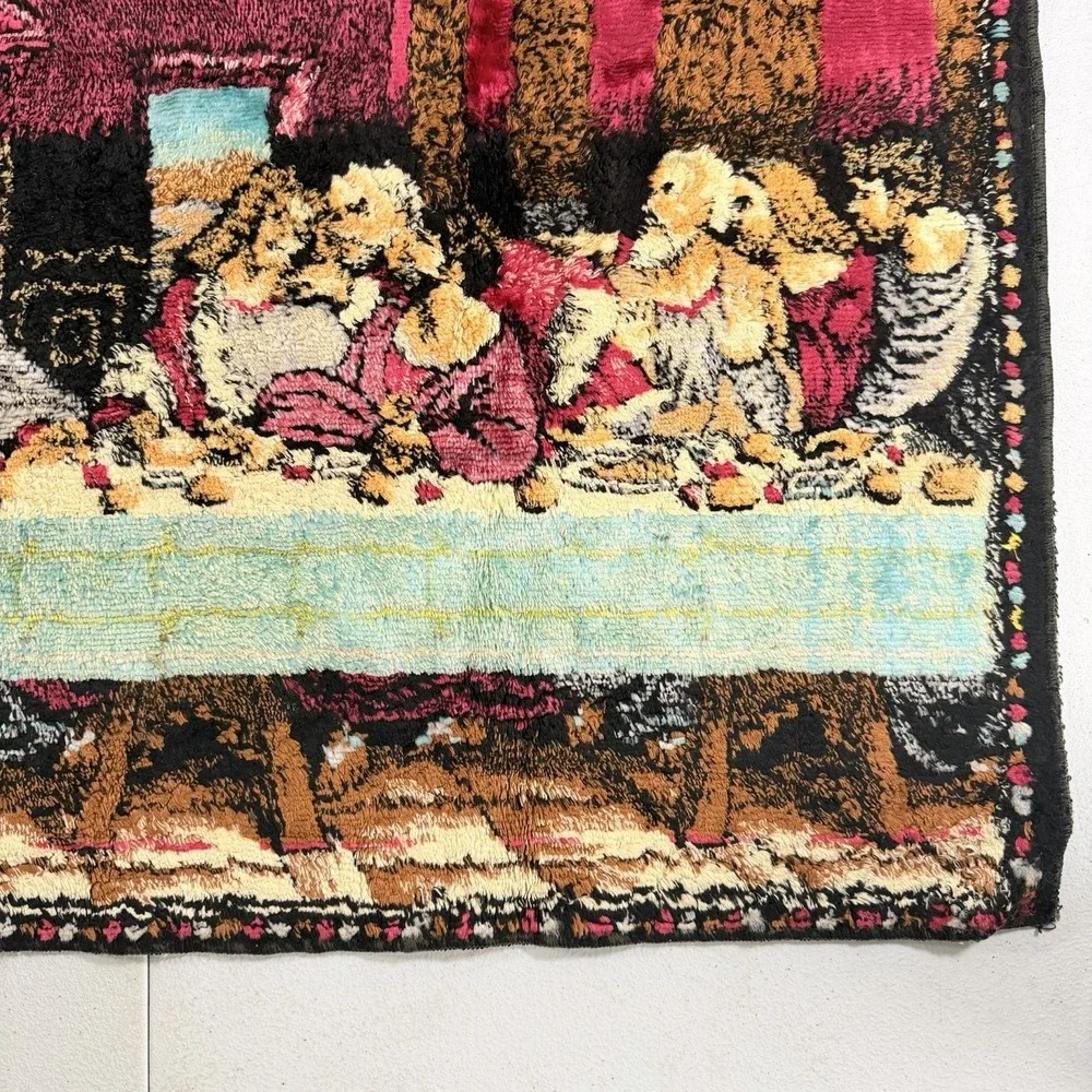Vintage The Last Supper With Disciples Woven Tapestry Wall Rug 37